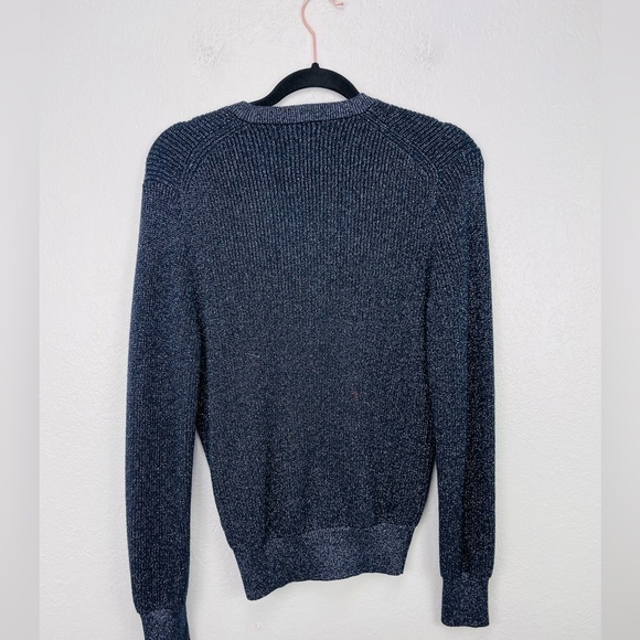 J. Crew Navy Ribbed Metallic Cardigan size Medium - Picture 5 of 7